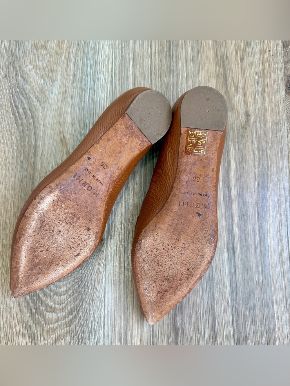 M.Gemi Brown Pebbled Leather Pointed Toe Loafer Flats Size 36 Made in Italy - Picture 7 of 8